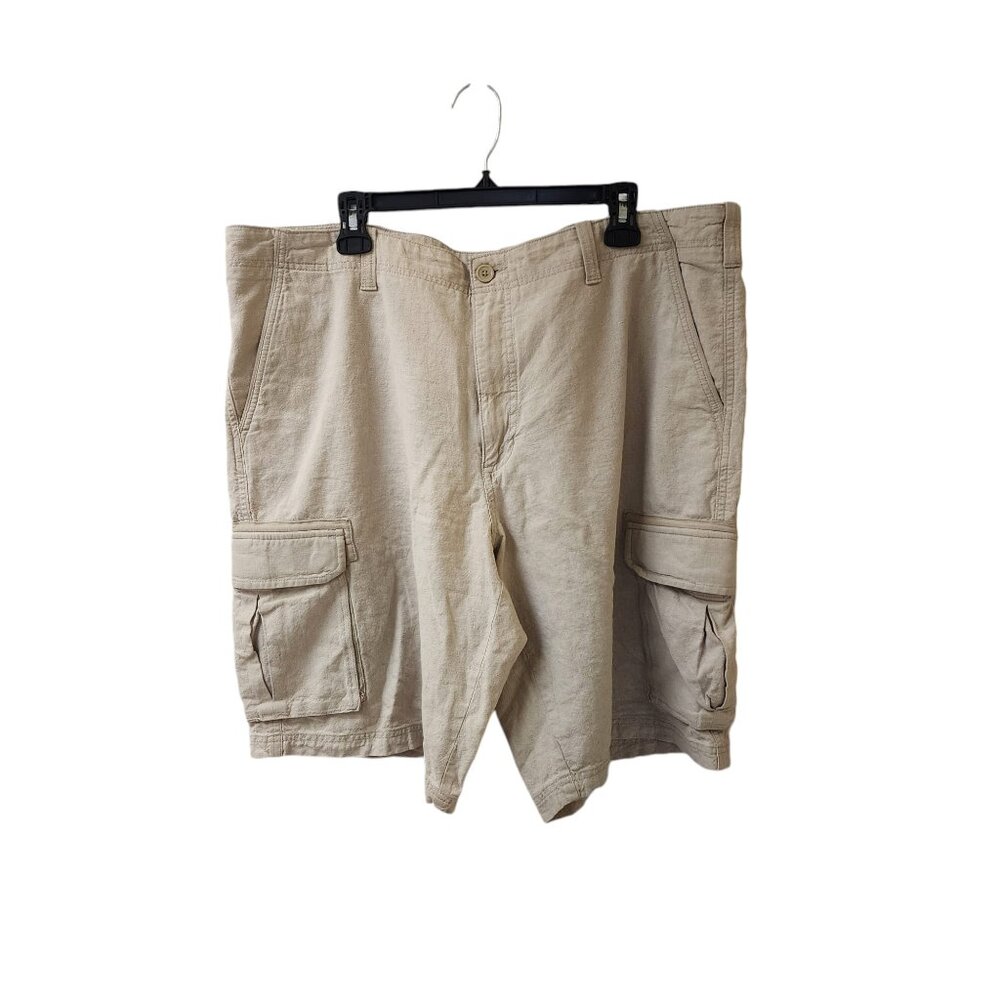 Marc Anthony Cream Beige Linen Blend Men's Shorts Size 40 Flat Front Cargo